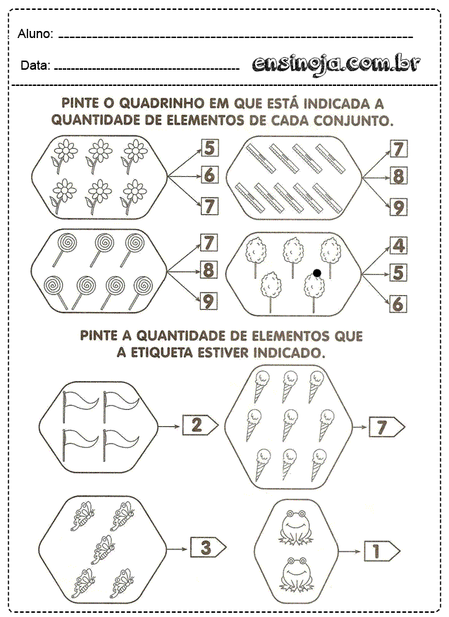 Atividades de conjunto para imprimir