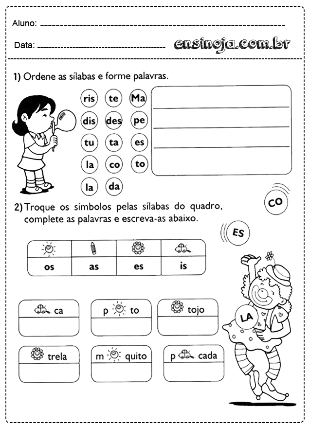 Atividades Com Silabas Para Imprimir Educação Infantil Gratuitas 