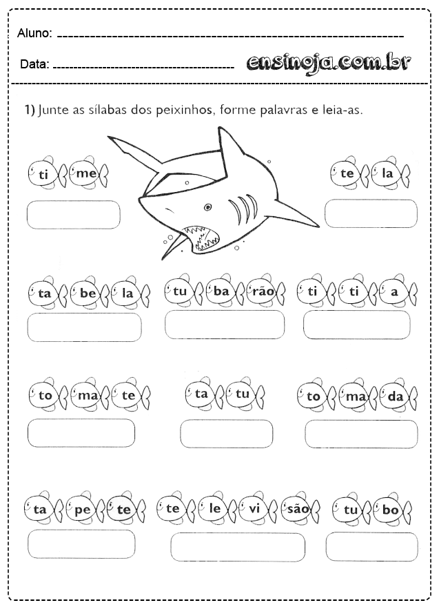 Atividades Com Sílabas Simples Para Formar Palavras Ensinoja 