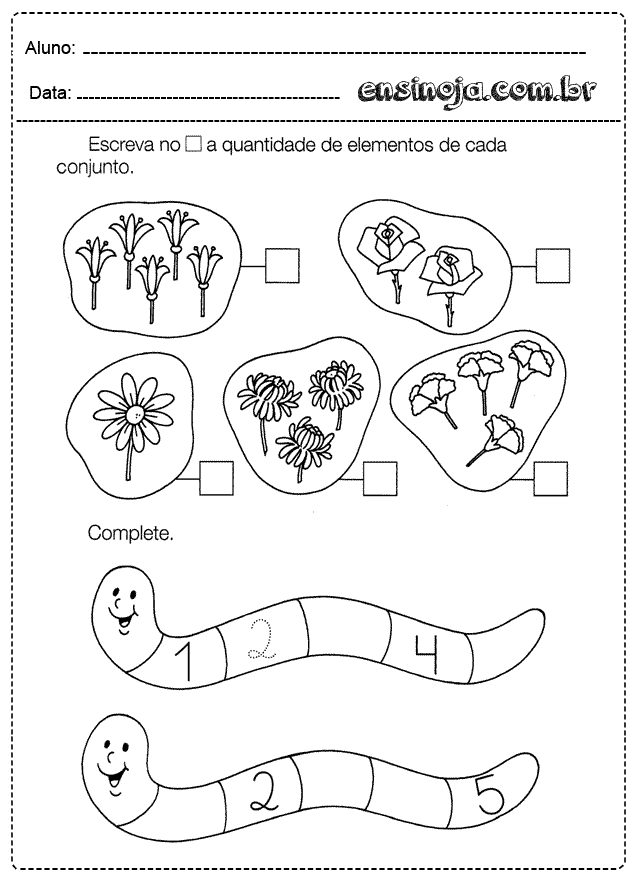 Atividades de conjunto para imprimir