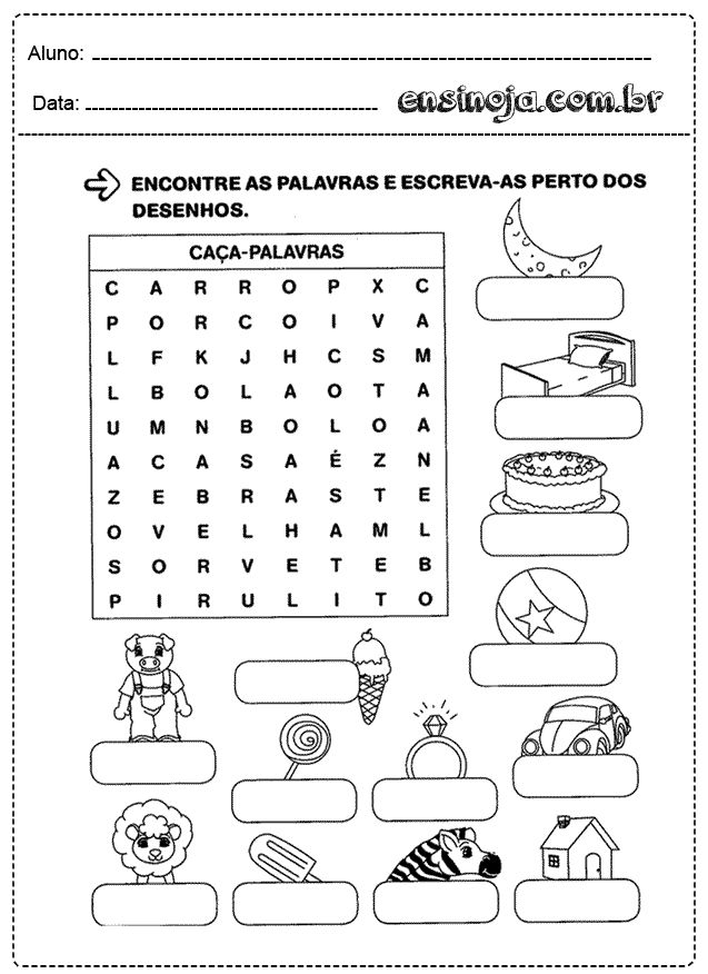 Caça palavras educação infantil - Ensinoja