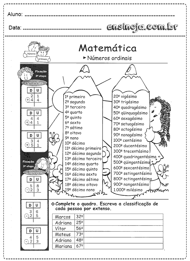 Atividades Com N Meros Ordinais Para Educa O Infantil Ensinoja