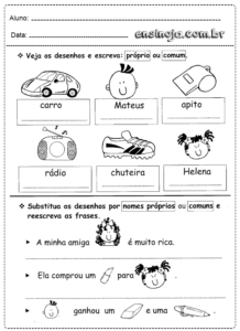 Atividades Substantivos Pr Prios E Comuns Ensinoja