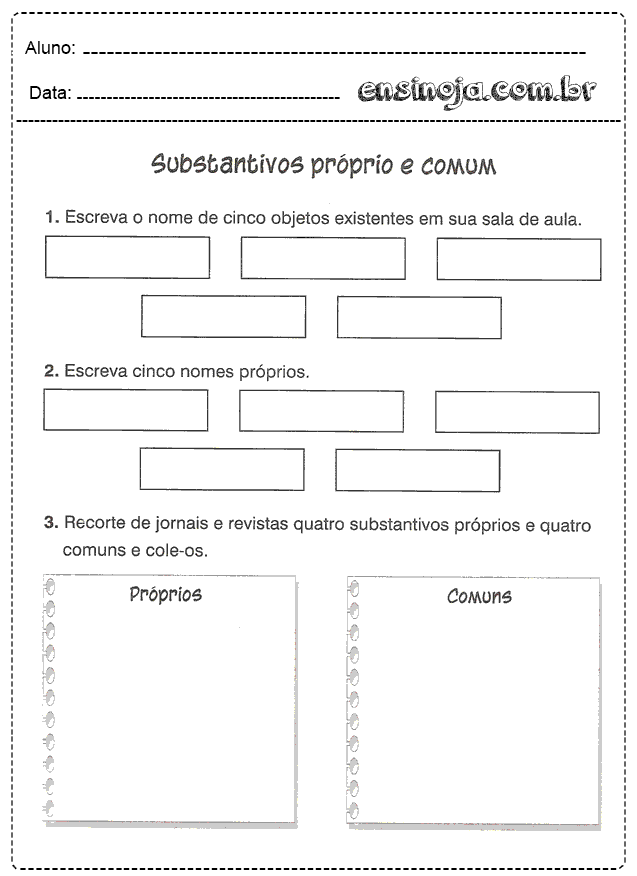 Substantivo Pr Prio E Comum Ensino Fundamental Ensinoja