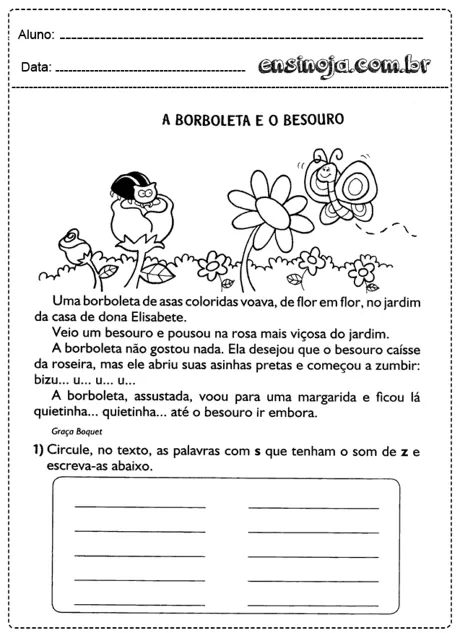 Ilustração de uma borboleta colorida e um besouro em um jardim com flores.