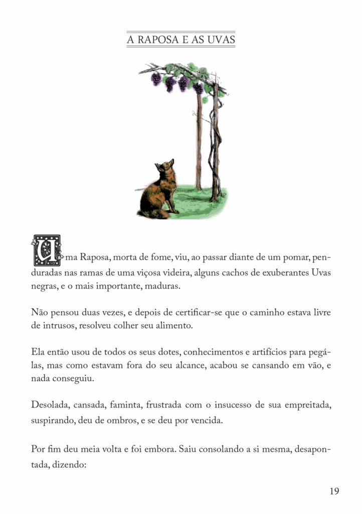 A Raposa e as Uvas - Ilustração da fábula.