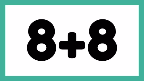 Imagem mostrando a operação matemática 8 + 8