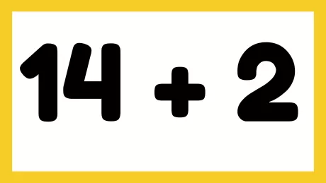 Imagem mostrando a operação matemática 14 + 2