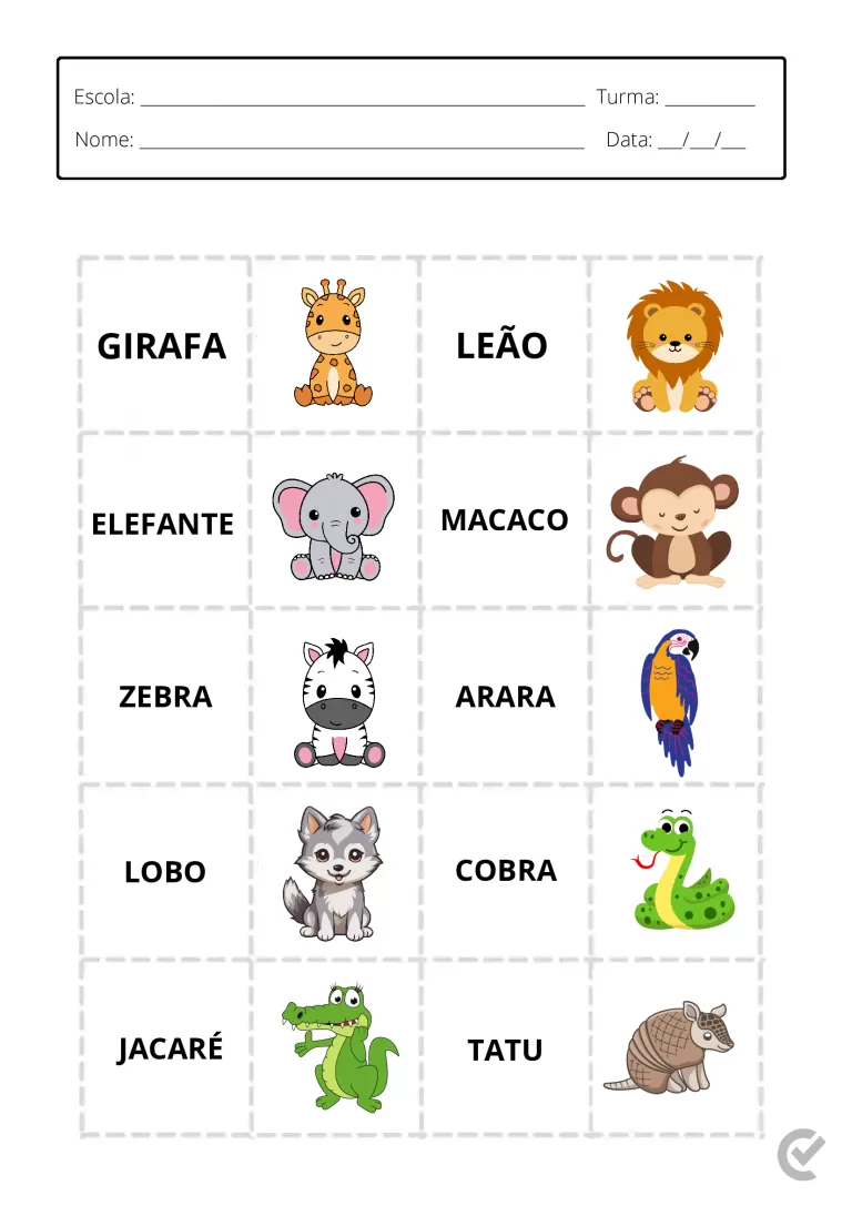 Jogo da memória para imprimir