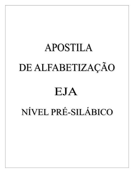 Capa da apostila de alfabetização EJA nível pré-silábico