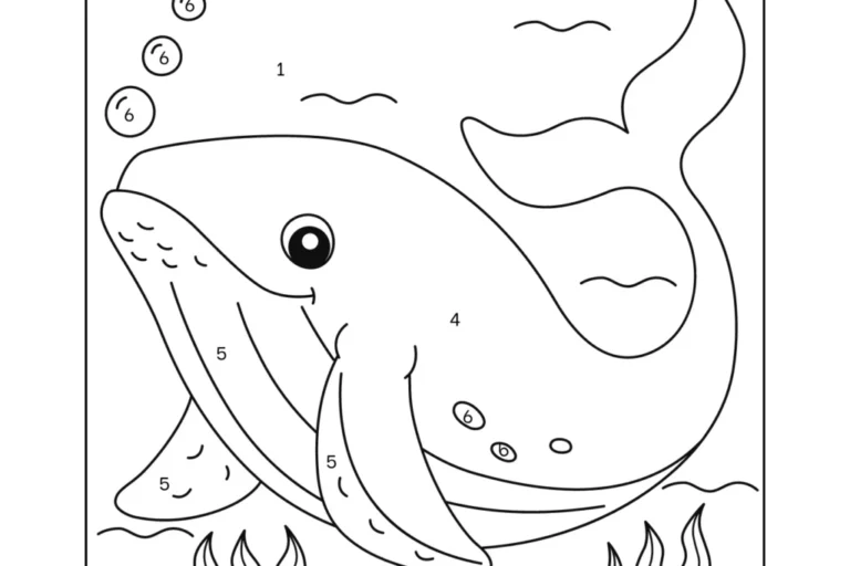 Desenho para colorir de um animal marinho, com números indicando as cores a serem usadas.