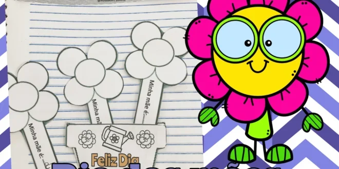 Flores de papel com mensagens para o Dia das Mães.