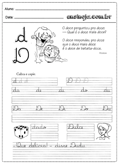 Atividade de escrita com doces e letras para crianças.