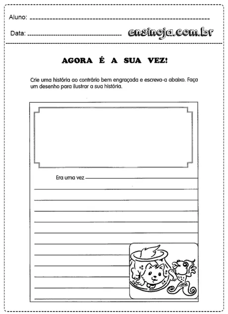 Atividade para criar uma história e desenhar uma ilustração.