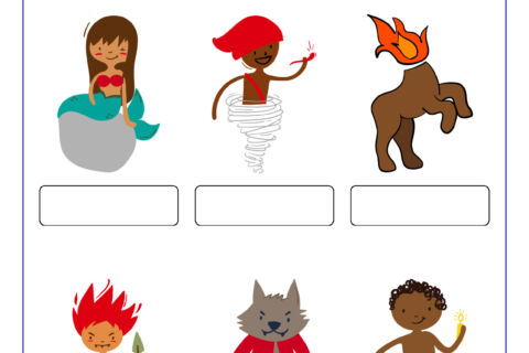 Atividade de folclore com personagens para identificação.