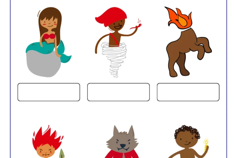 Atividade de folclore com personagens para identificação.