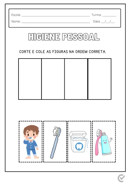 Criança e itens de higiene pessoal como escova de dentes, pasta de dente e caixa de dentista.