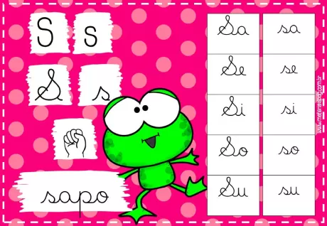 Imagem colorida com letras S e um sapo sorridente