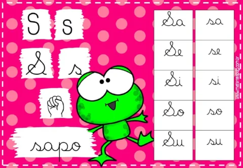 Imagem colorida com letras S e um sapo sorridente
