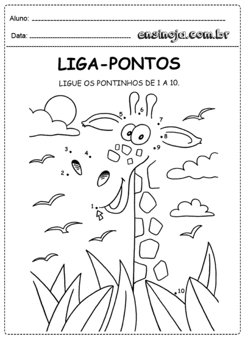 Desenho de uma girafa em um jogo de liga-pontos.