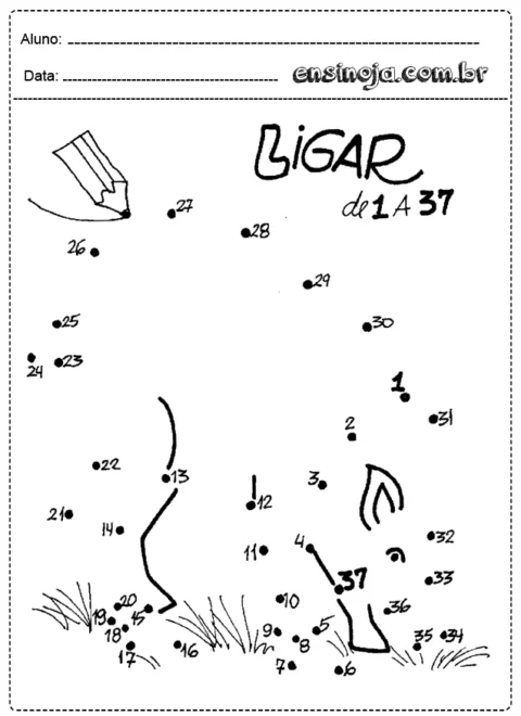 Atividade de ligar os pontos de 1 a 37 para formar uma figura.