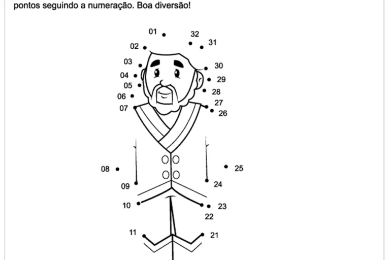 Atividade de ligar os pontos com a figura de Tiradentes.