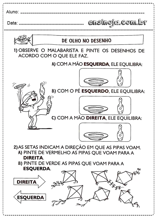 Atividade de pintura com malabarista e pipas.