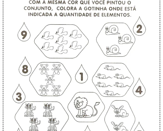 Atividade de pintura com conjuntos de animais para crianças.