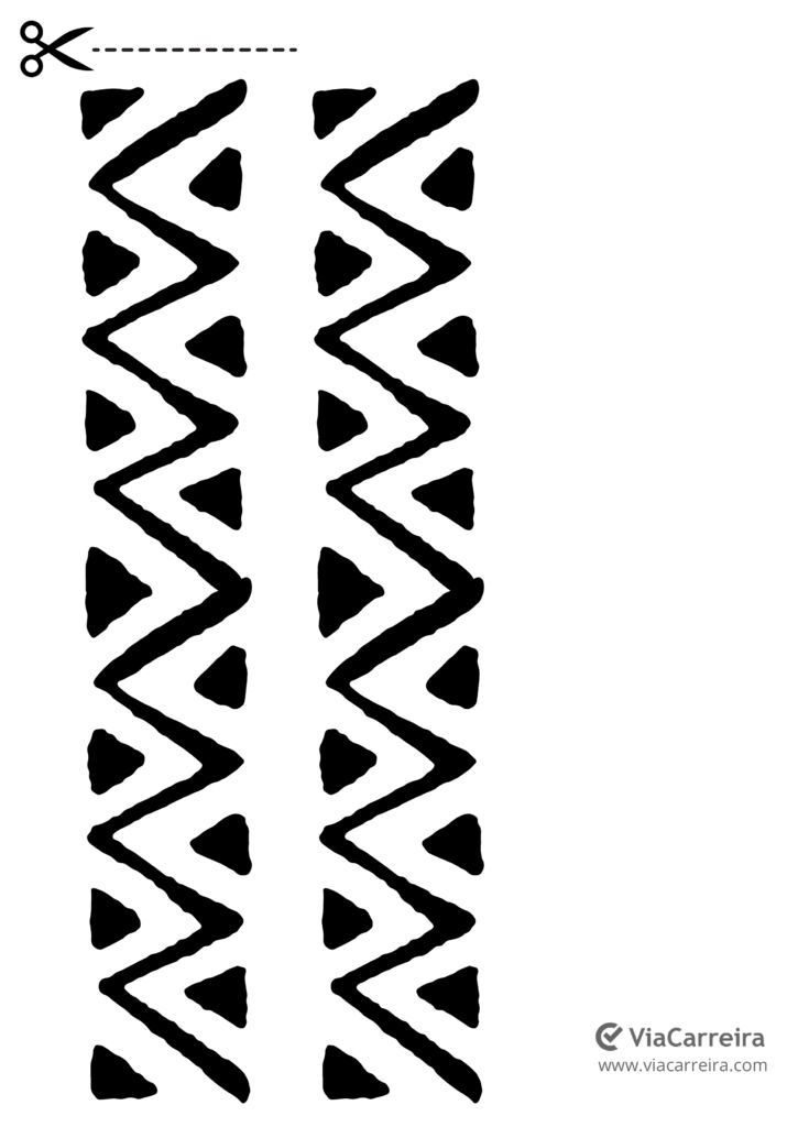 Atividade de recorte com padrões em zig-zag.