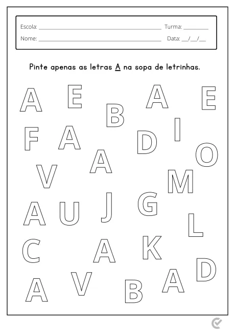 Sopa de letrinhas com letras para pintar.