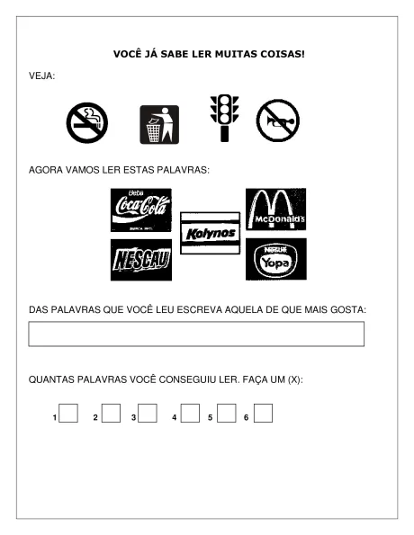 Imagem com instruções para leitura e identificação de marcas e sinais.