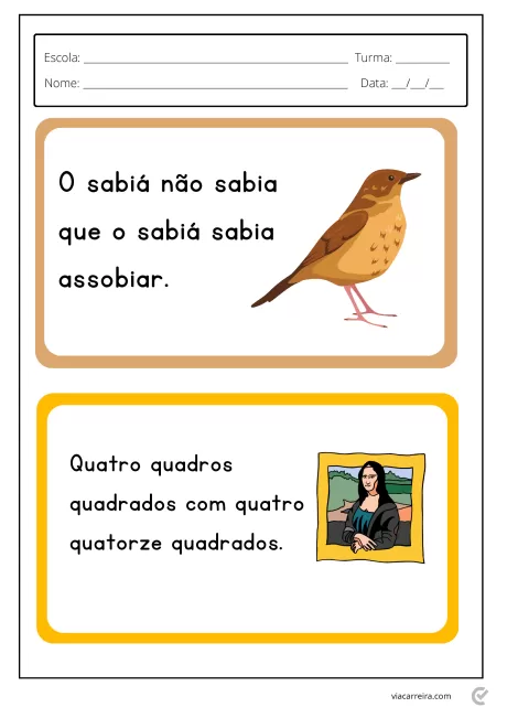 Um pássaro e uma pintura de uma mulher em um quadro, com frases educativas.