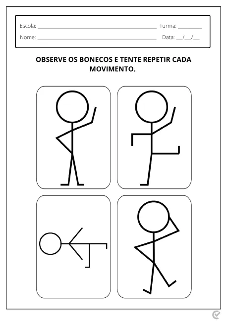 Quatro bonecos em diferentes posições de movimento.