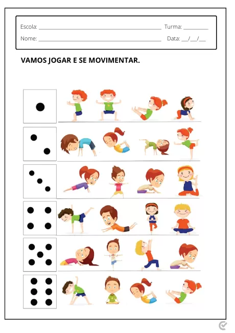 Ilustrações de crianças realizando diferentes atividades físicas e jogos.