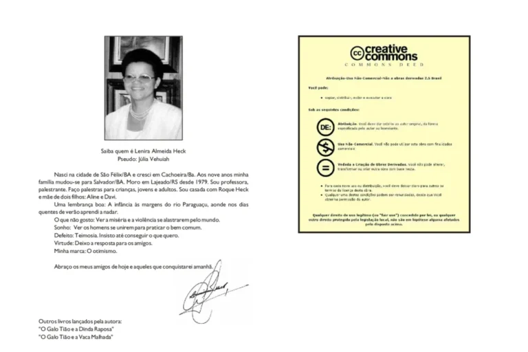Texto sobre Lenira Almeida Heck e informações sobre direitos autorais.