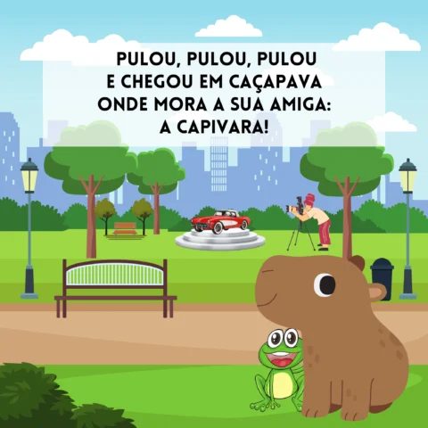 A capivara e o sapo no parque de Caçapava.
