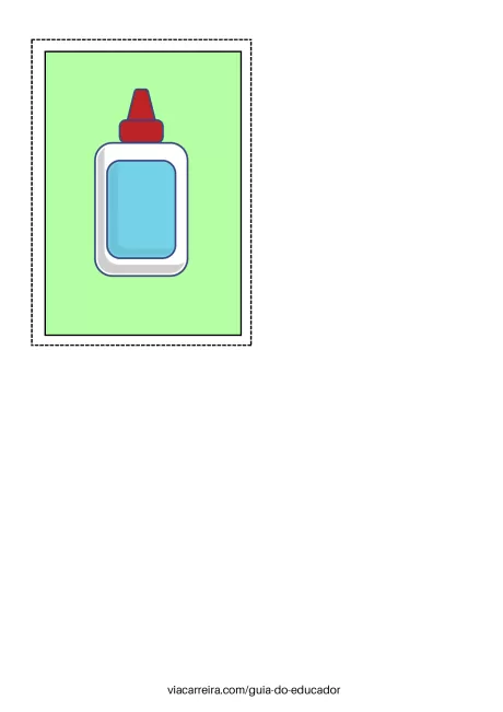 Frasco de cola com tampa vermelha sobre fundo verde