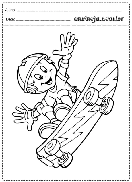 Desenho de uma criança andando de skate