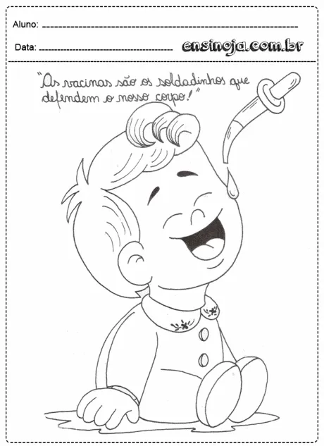 Criança sorrindo com uma seringa, representando a importância das vacinas.