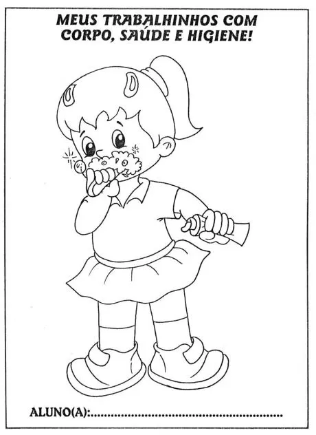 Desenho de uma criança escovando os dentes.