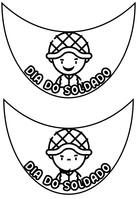 Ilustração em preto e branco de um soldado com capacete, com a frase 'Dia do Soldado' abaixo.
