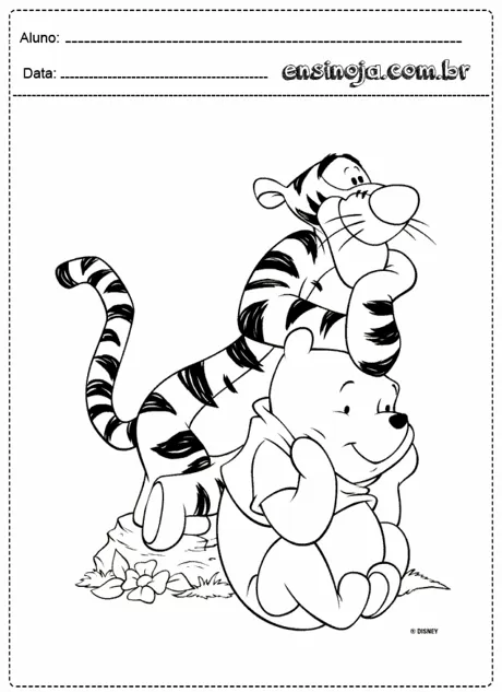 Desenho para colorir do Pooh e Tigrão.