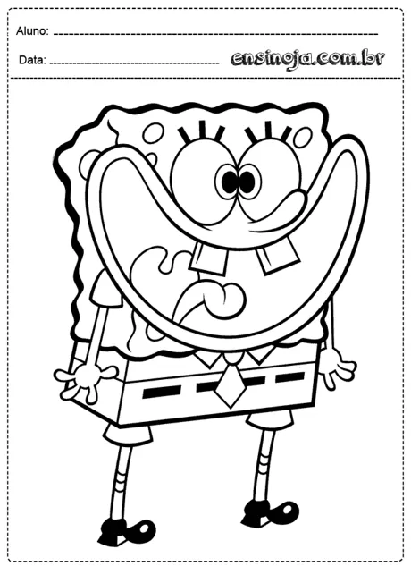 Desenho para colorir do personagem SpongeBob SquarePants.