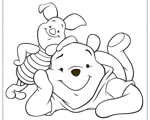 Desenho para colorir do Ursinho Pooh e seu amigo Leitão.