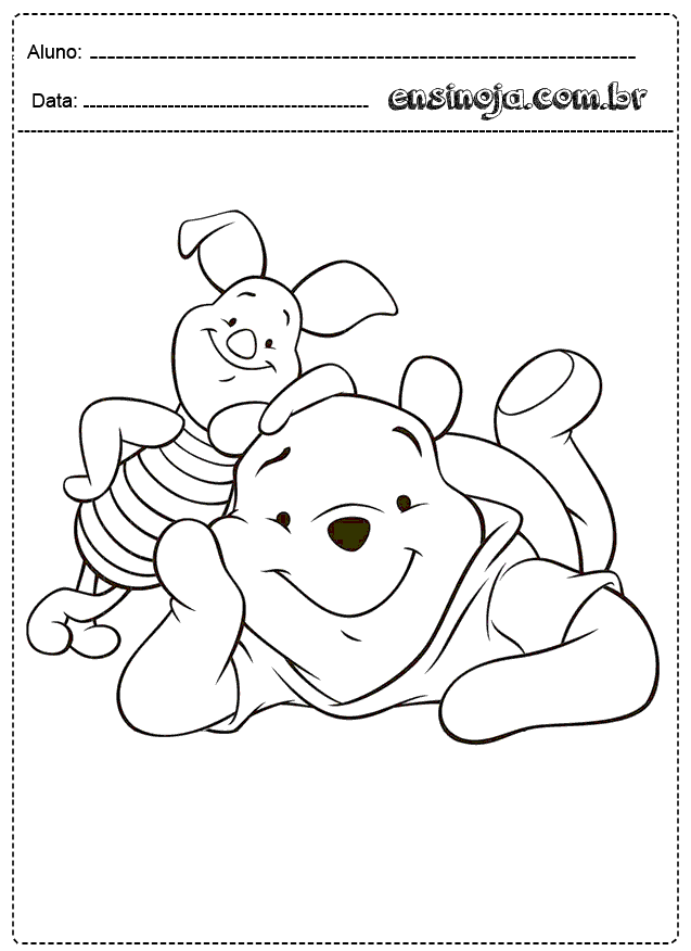 Desenho para colorir do Ursinho Pooh e seu amigo Leitão.