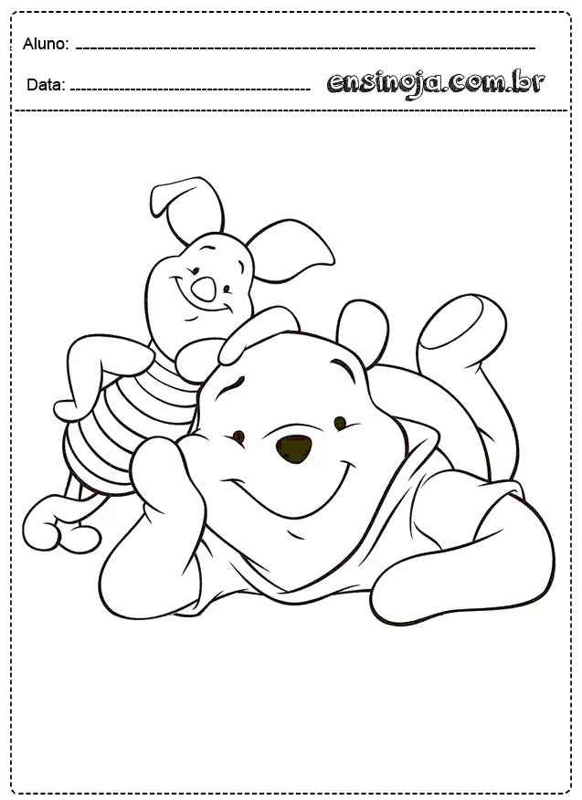 Desenho para colorir do Ursinho Pooh e seu amigo Leitão.