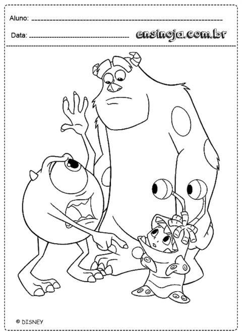 Desenho para colorir com personagens de um filme da Disney.