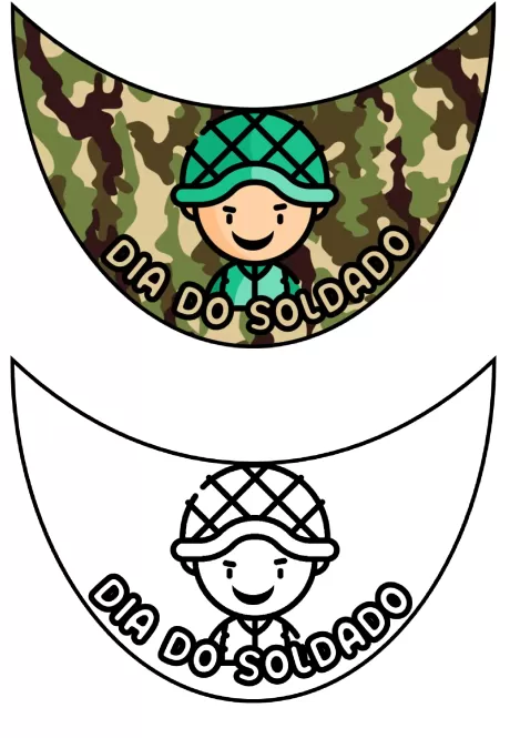 Ilustração de um soldado com uniforme camuflado e a frase 'Dia do Soldado'