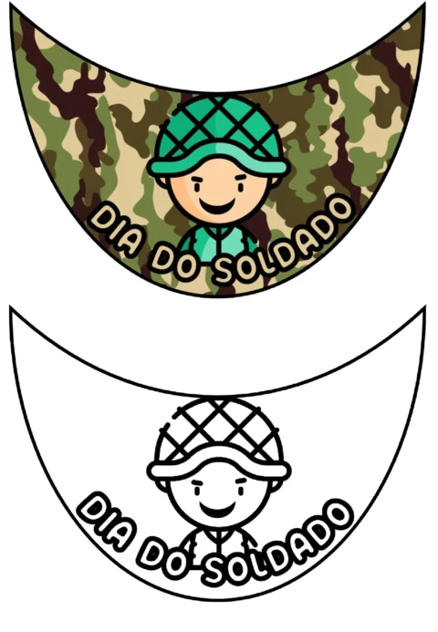 Ilustração de um soldado com uniforme camuflado e a frase 'Dia do Soldado'