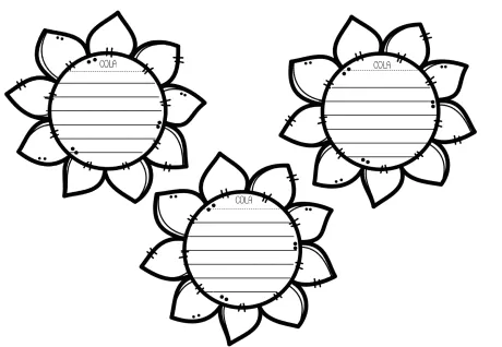 Três flores em branco para colagem com espaço para escrita